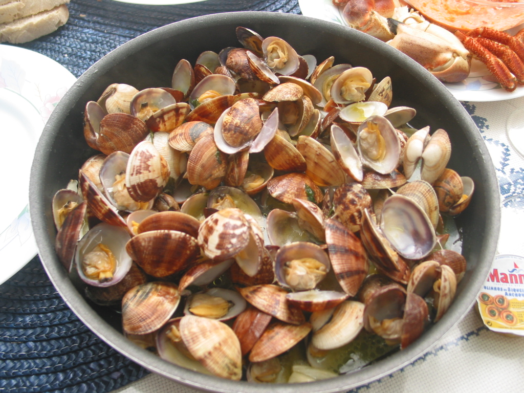Amêijoas à bulhão pato — clams com alho, azeite e coentros